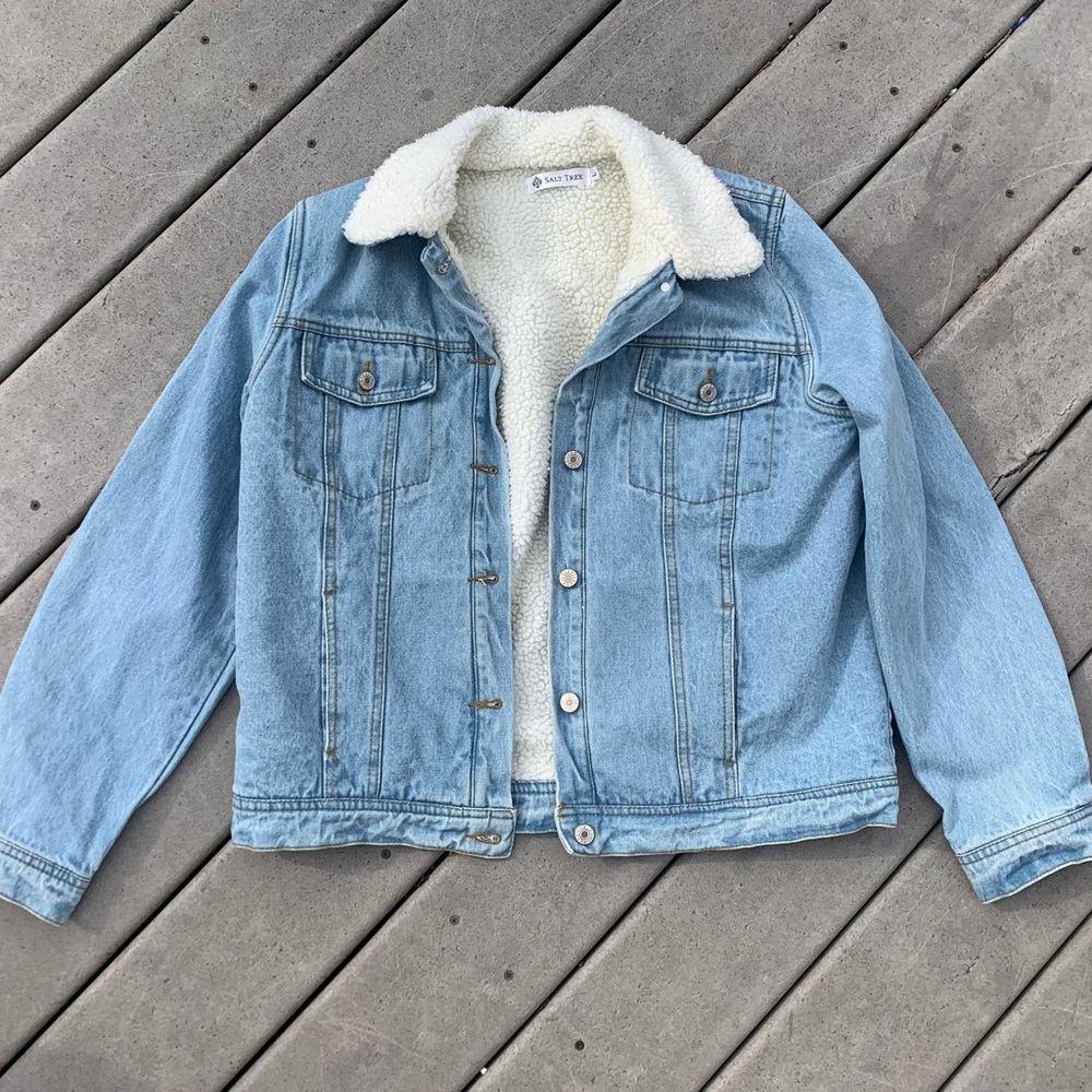 Sherpa Lined Denim Jacket || Faux Wool Lined Jean Jacket
